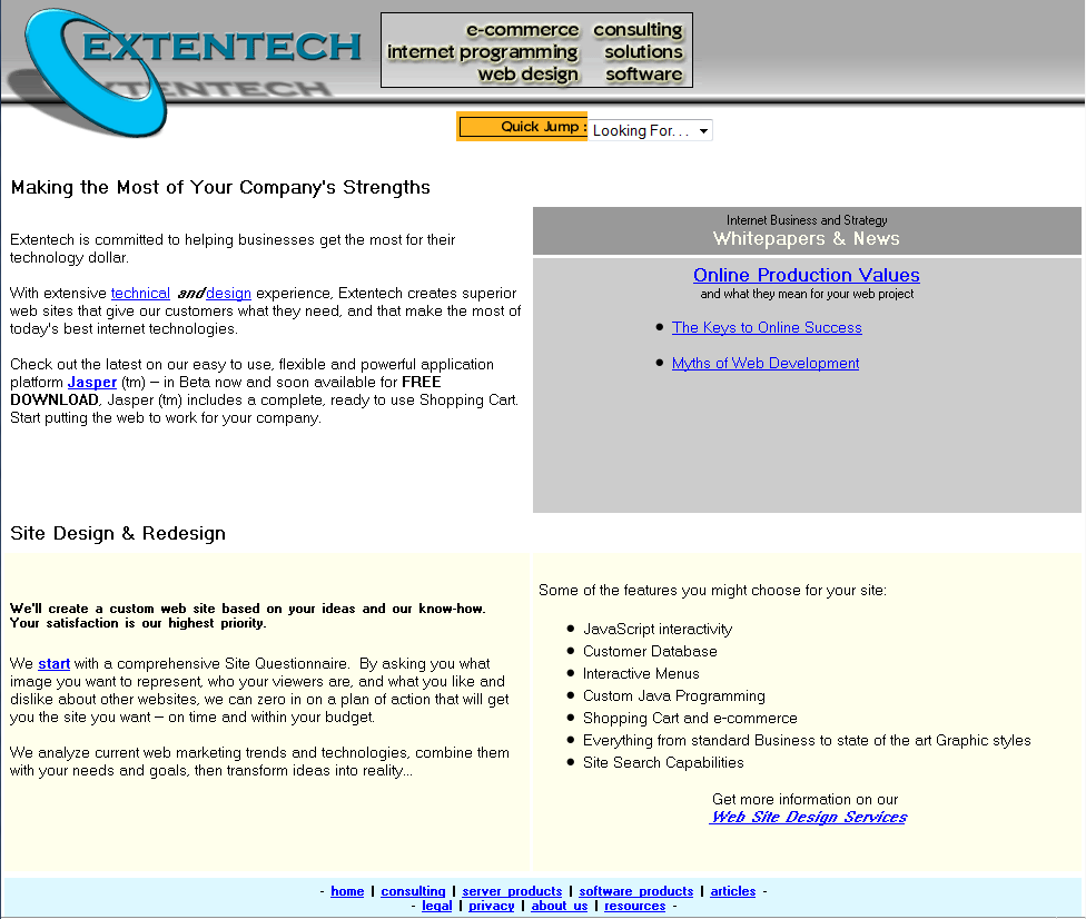 The year is 1999 and Extentech has been launched to help get you online!